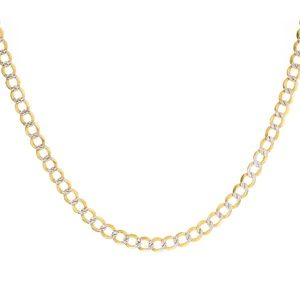 14K Yellow Gold Diamond Cut Curb Link 20" Chain